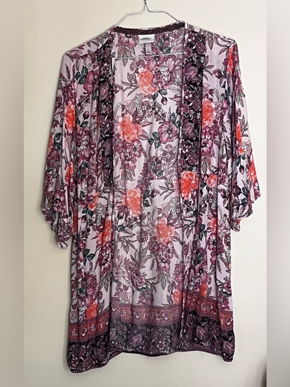 Knox Rose Floral Print Kimono Size Large